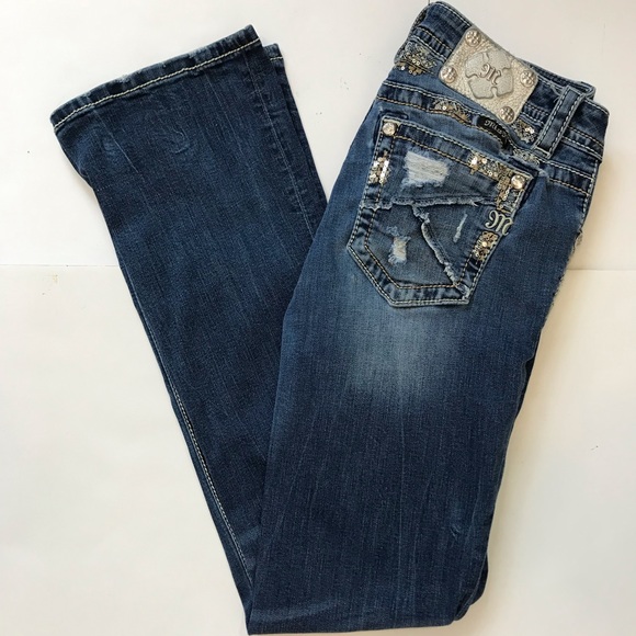 Miss Me Denim - Miss Me Signature Bootcut Distressed Denim Jeans